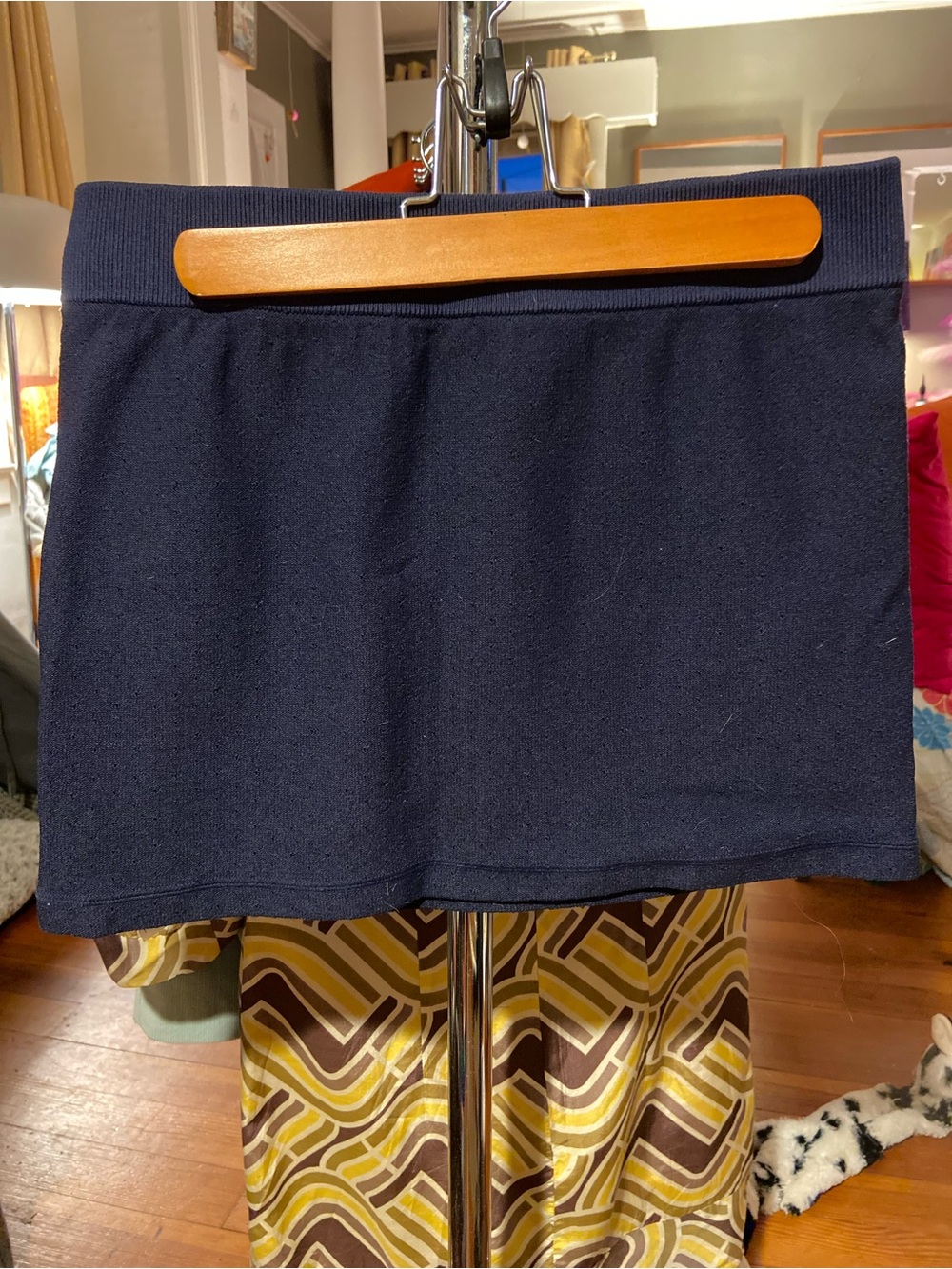 Theory Navy Knit Mini Skirt